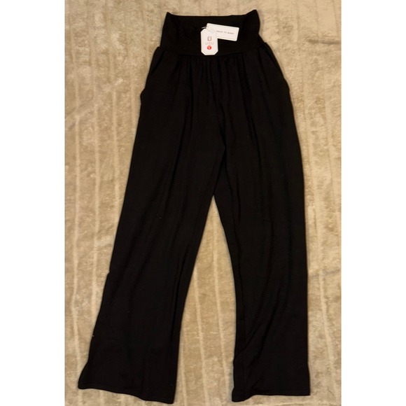UEU Wide Leg Lounge Pants High Waist‎ Comfy Casual Black Trousers Size S - Picture 1 of 5